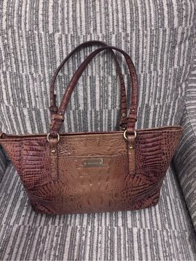 Brahmin Brown Faux-Croc Shoulder Bag